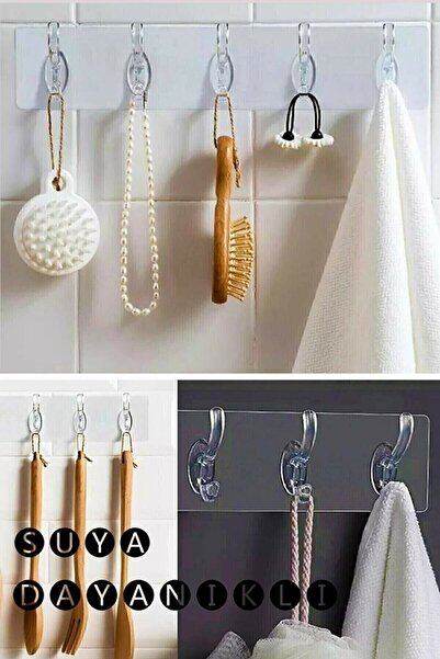 Genel Markalar Tek Parça Kendinden Yapışkanlı 5 Kancalı Askı