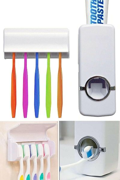 DEMİRHAN İTHALAT Toothpaste Squeezer and 5 Brush Holder
