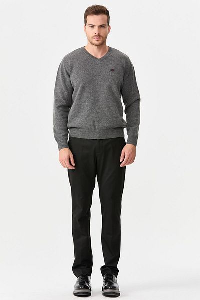 Desen Triko Ανδρικό πουλόβερ με λαιμόκοψη V Classic Wool O.smoked