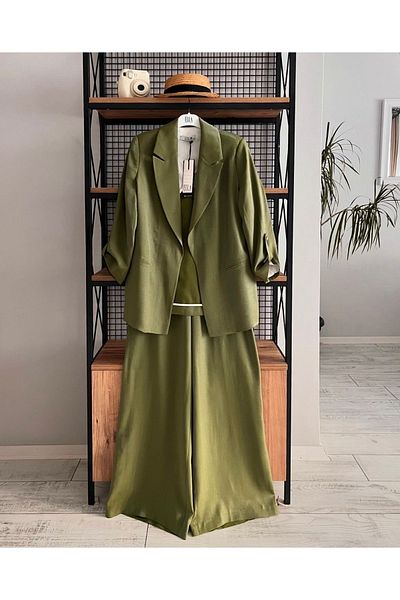 ELLA Ewas Design Women's Double Shiny Pants and Jacket Set