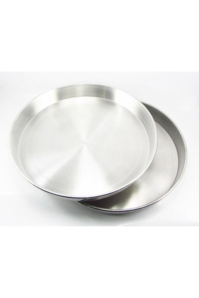 Maraş Mutfak 2 Pieces Aluminum Round Tray Drum Oven Pastry Tray 42 Cm