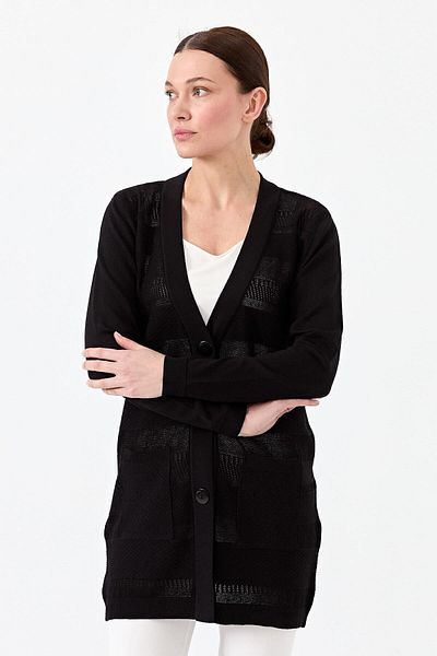 Desen Triko Women's Knitwear V-Neck Summer Cardigan Black