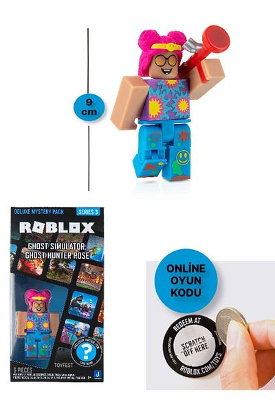 TOYFEST مجموعة ROBLOX Deluxe Mystery Pack Series 3 - مجسم Ghost Simulator Rose مقاس 9 سم مع رمز اللعبة عبر الإنترنت