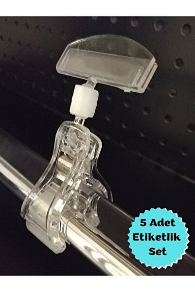 Özfiliz Mağaza Ekipmanları (5 ADET) Büyük Mandallı Şık Oval Fiyat Etiketlik, Geniş Tutturgaçlı Ürün Etiket Tutucu Şeffaf Aparat