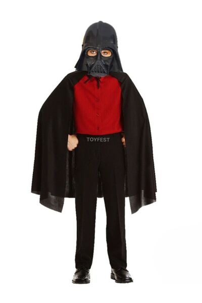 TOYFEST Star Wars Uzay Yolu Şavaşları Pelerinli Maskeli Darth Vader Çocuk Kostümü (7 - 14 YAŞ ARASI) - 90 Cm