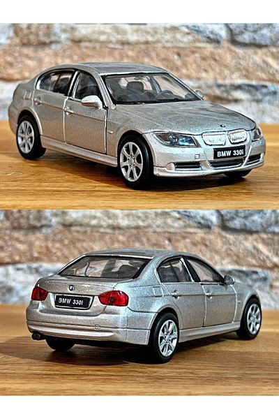 TOYFEST سيارة BMW 330i Pull Drop Die - طراز سيارة معدنية مصبوبة - رمادي 11.5 سم