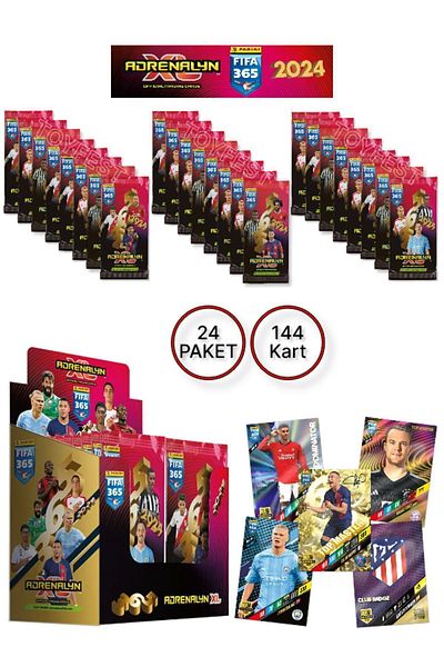 TOYFEST Panini Adrenalyn Fifa 365 - 2024 بطاقات التداول الرسمية للاعبي كرة القدم (24 حزمة)