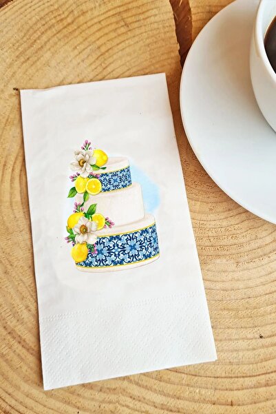 Hediyenza Blue Blanc Limon Pasta Baskı Peçete Sunum Peçetesi 015 20 Adet