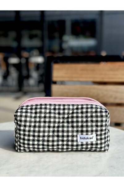 Batekso Geantă neagră pentru stilou cu model pătrat