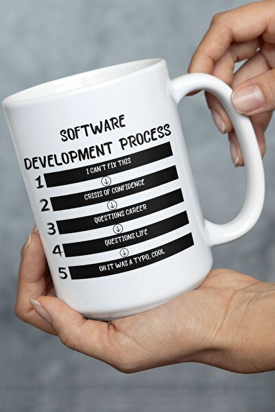 qoeuyl boutique Yazılımcı Mühendis Software Development Process Baskılı Eğlenceli Hediyelik Kupa Bardak