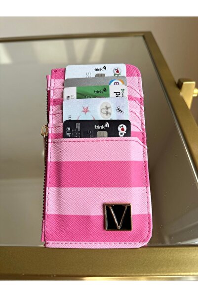 chocolatebag KADIN PEMBE SUNİ DERİ DESENLİ FERMUARLI KAĞIT PARA BÖLMELİ ŞIK &...