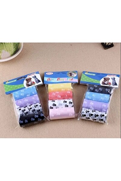 mywarehouse Evcil Hayvanlar Için Pati Desenli Kedi Köpek Kaka Poşeti Torbası 4 Adet Toplam 60 Adet