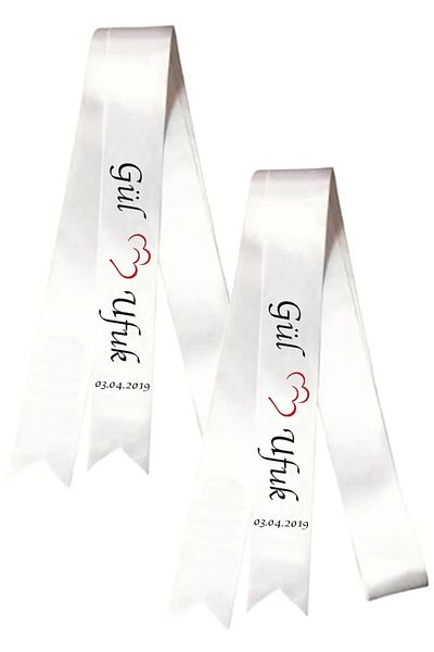 Hediyenza Satin White Engagement Wedding Bridal Bridegroom Jewelry - Letter and Name Detailed, 2 Mt