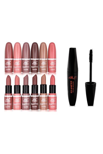 Makeuptime Dolgunlaştırıcı Rimel Volume Maskara Ve 6'lı Mat Ruj 2si 1 Arada Makyaj Seti