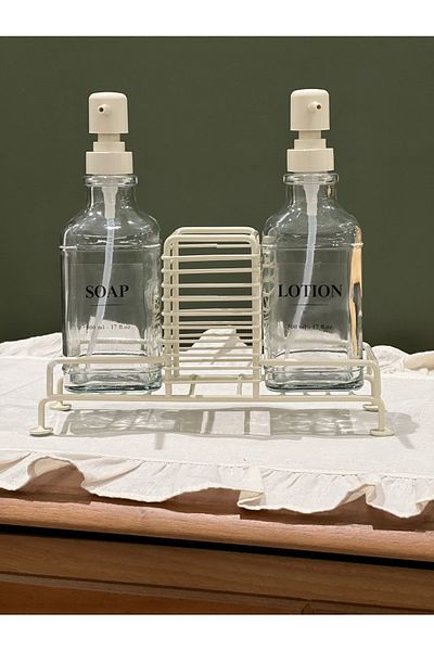 may home design 2-Piece Cream Stand Soap Dish Glass Set