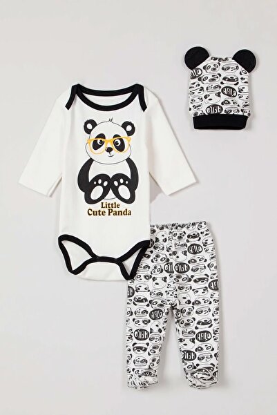 MYZİ STORE طقم بدلة للجسم مكون من 3 قطع للأطفال حديثي الولادة من الأولاد والبنات بنمط الباندا