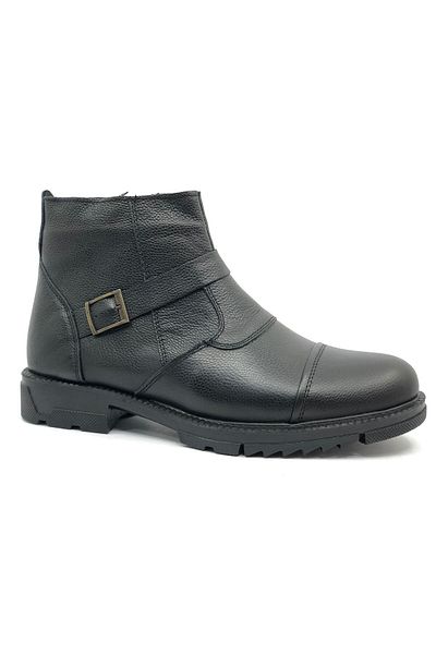 Geppetto Genuine Leather Men's Black Boots - Casual, Furry, Daily, Model 4248