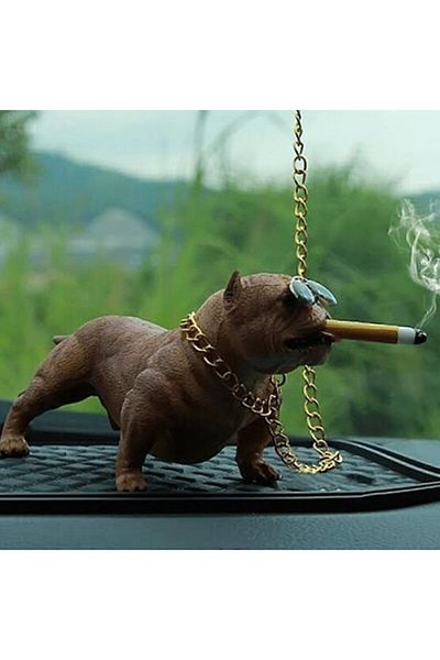Carub Pitbull Mascot Decoration Dog Brown on the Glove Box