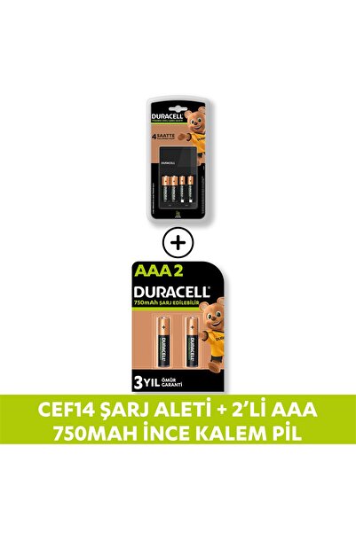 Duracell Cef 14 Şarj Aleti Ve Şarj Edilebilir Aaa 750mah 2 Pil