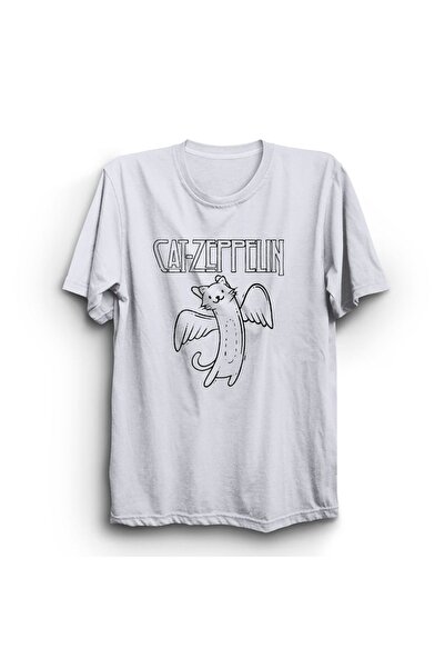 The Fame Led Zeppelin mačka Parodija Mačka Zeppelin Humor 100% pamuk Majica