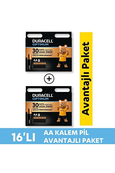 Duracell Optimum Aa Alkalin Pil, 1,5 V Lr6 Mn1500, 16’lı Paket