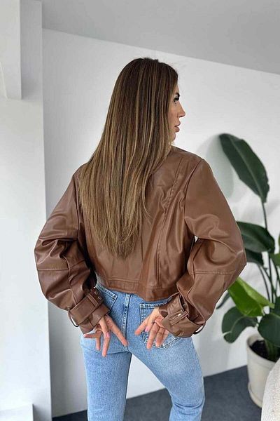 Laleli Butik Női fekete túlméretes bőrkabát
