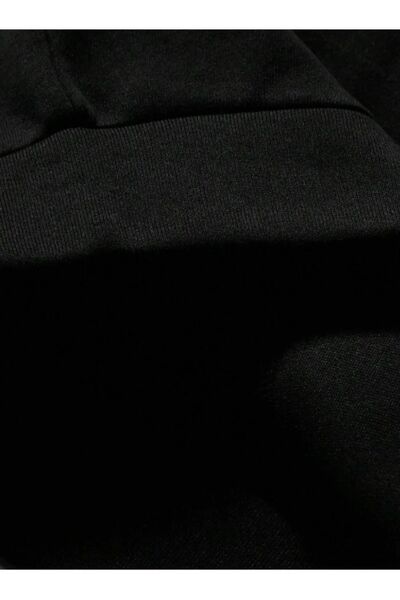 MARECASH Siyah Beyaz Parçalı Renk Düz Yarım Fermuarlı Polo Yaka Sweatshirt (TEK PARÇALI)