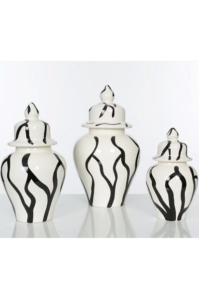 Vitale Black and White Decorative 3-Piece Cube Vase Set