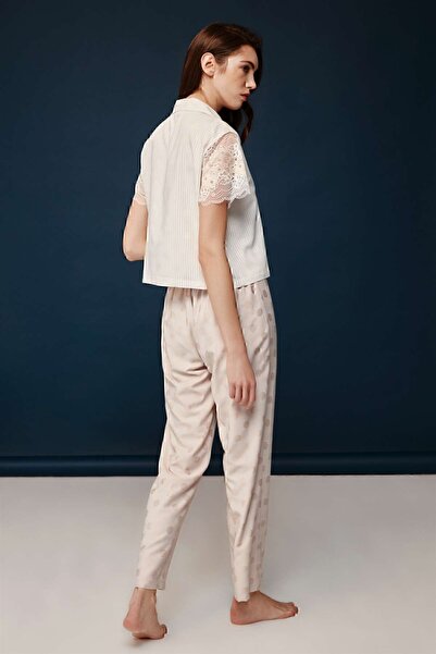 Bonnie Clyde Beige Viscose Women's Pajama Set - 30010