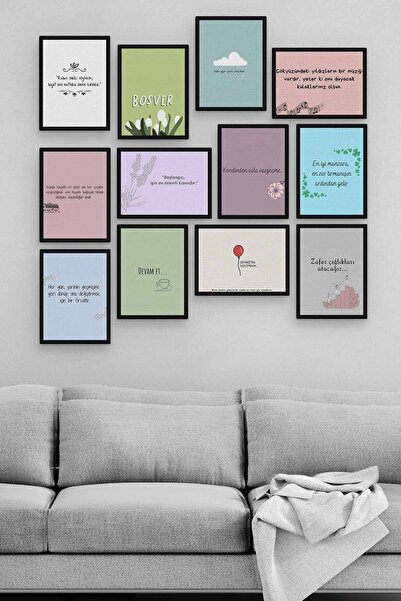 Genel Markalar Motivasyon 12 Parça Ahşap Mdf Tablo Tgtb1274