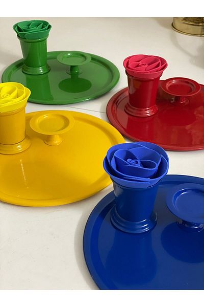 Elzem 4 COLOR TRAY ROSE BUCKET AND PASTA GREEN RED YELLOW BLUE