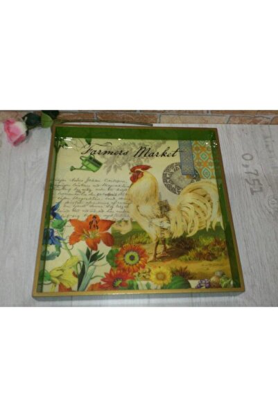 tub Wooden Tray Special Design Printed Tea Coffee Presentation Tray 32x32cm K7