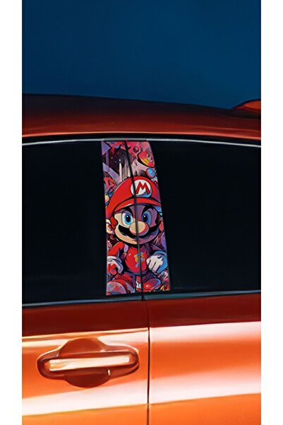 YENİ CREATİVE Araç Kapı Direk Kaplama Folyosu Super Mario Desenli (SAĞ SOL TA...