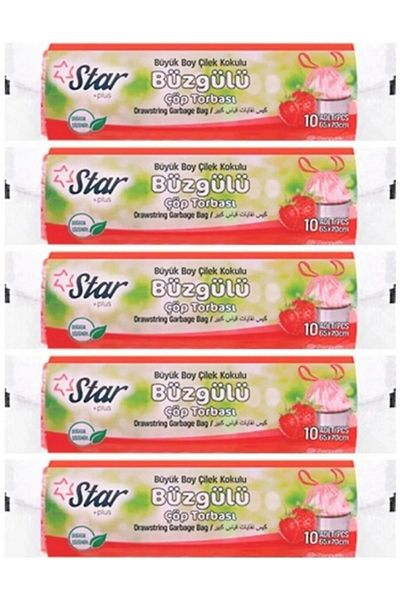 My Happy Kitchen Strawberry Scented Medium Size Drawstring Trash Bag 5 Rolls