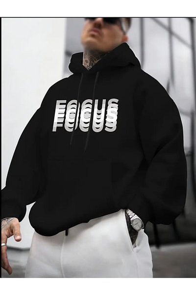 caddekombin Hooded Focus Shadow Printed Sweatshirt