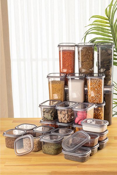 Vienev 30-Piece Peggy Storage Set with Screen Printing Label, 6X(1.75 1.2 0.55 0.8 0.4 Liter)