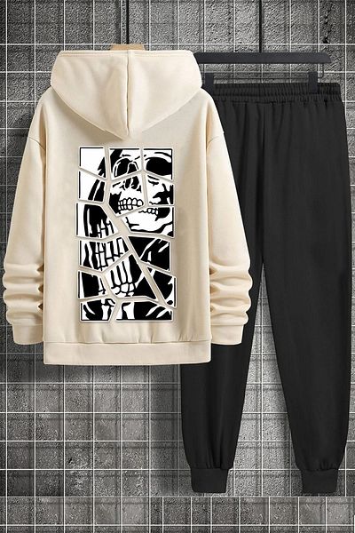 uyguntarz Unisex-Trainingsanzug-Set mit Totenkopf-Print