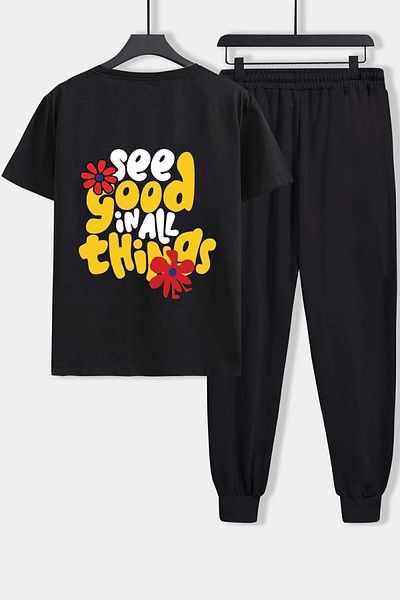 uyguntarz Σετ φόρμας 2 τεμαχίων Unisex Good Things Printed