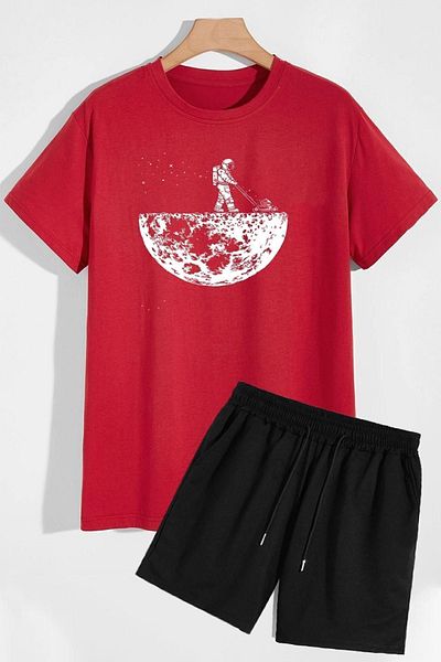 trendypassion Space Themed Shorts T-shirt Tracksuit Set