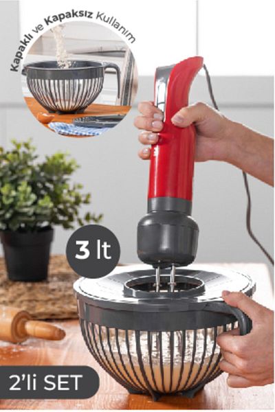 Vienev 2-Piece Linea Lid Mixer Bowl 3 Liters Black