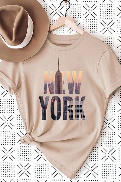 uyguntarz Übergroßes Unisex-T-Shirt mit New York-Print