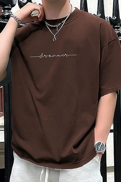 uyguntarz Übergroßes T-Shirt mit „Dreamer“-Print für Herren