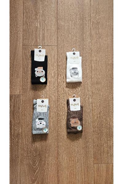 Aytuğ AYTUĞ Bamboo Group 4 PERECHI Șosete cu modele de pisoi (alb-negru-gri-maro) - 43055