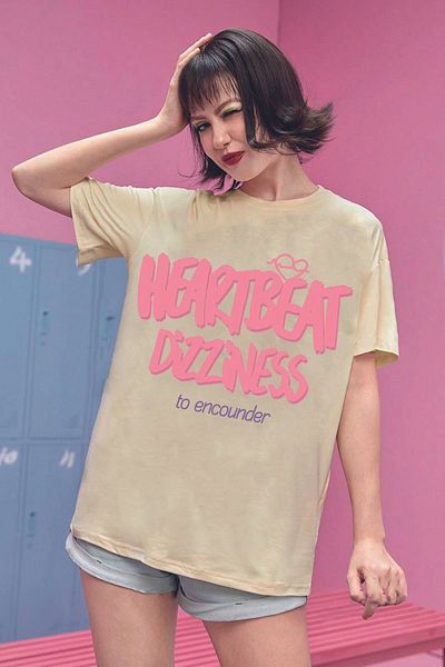 uyguntarz Μπλουζάκι Unisex Heart Beat με στάμπα Oversize