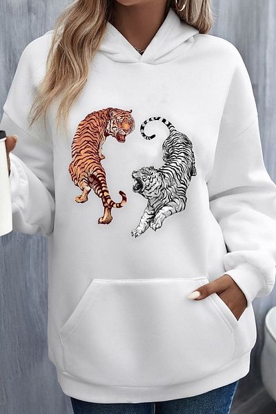 uyguntarz Unisex φούτερ με στάμπα Tiger