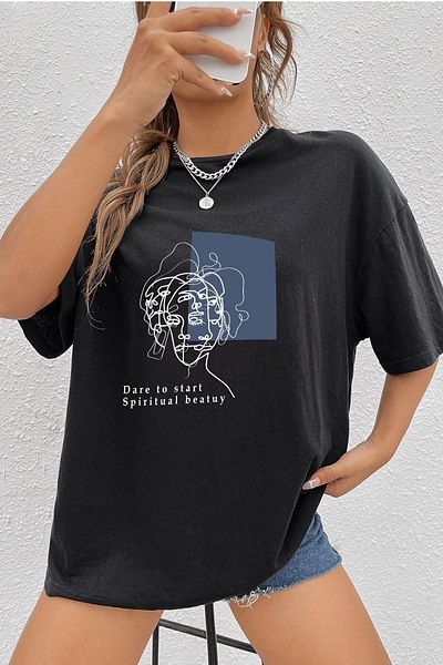uyguntarz Μπλουζάκι Unisex Minimal Line Drawing με στάμπα
