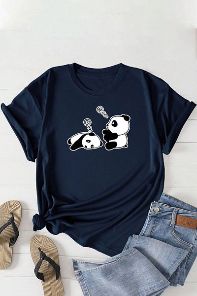 uyguntarz Μπλουζάκι Unisex Sleepy Panda με εμπριμέ σχέδιο