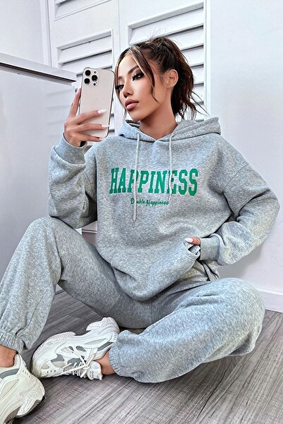 uyguntarz Bedrucktes Unisex-Trainingsanzug-Set „Happiness“.