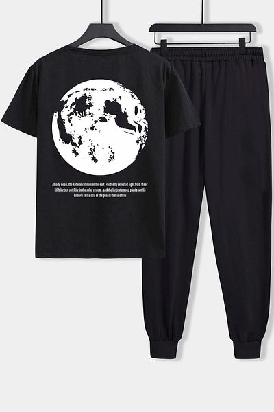 uyguntarz Σετ φόρμας 2 τεμαχίων Unisex The Moon Printed