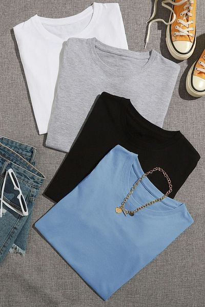 uyguntarz Unisex Basic Modell 4-teiliges T-Shirt